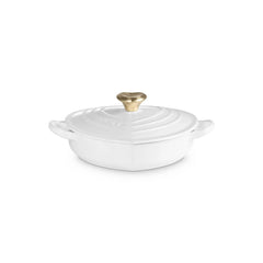 Shallow Heart Cocotte with Light Gold Heart Knob