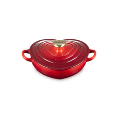 Shallow Heart Cocotte with Light Gold Heart Knob